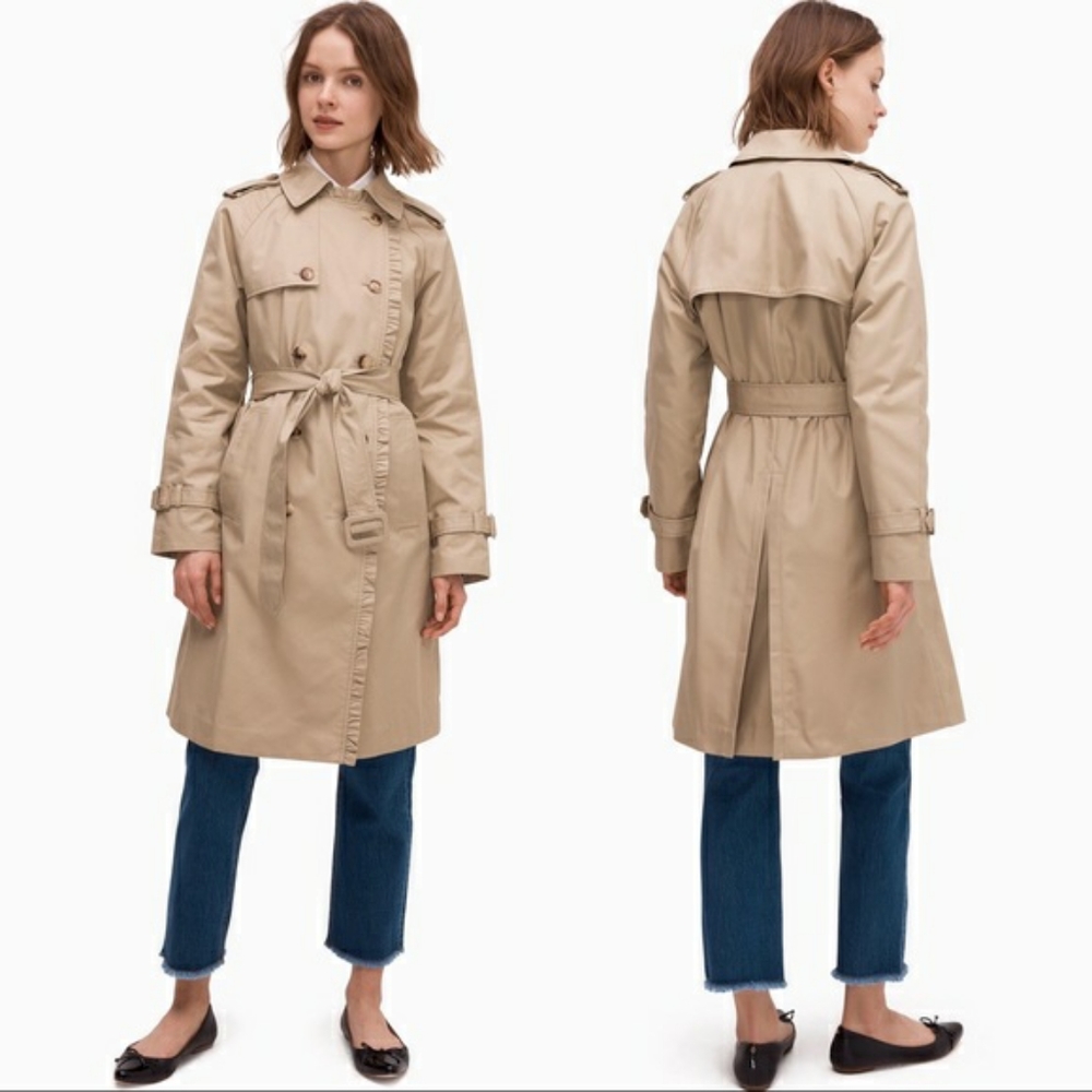 NWT Kate spade ruffle trim trench coat